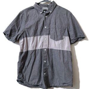 Vans button down shirt men's gray S gray with light gray with pocket ,(SALE)